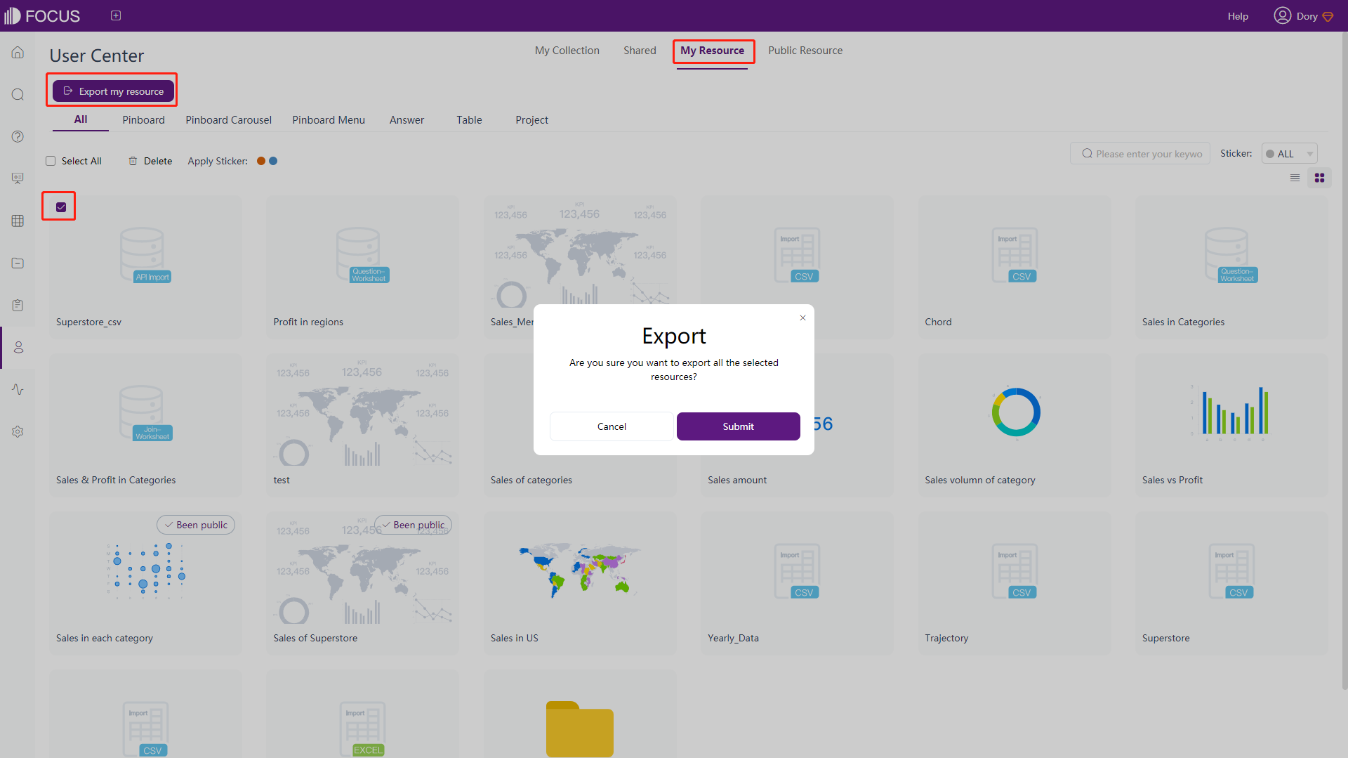 Figure 9-3-2 Export resource